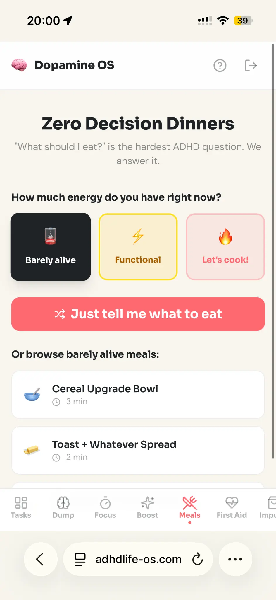 Zero Decision Dinners