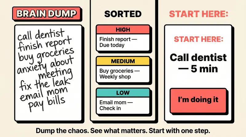 Brain Dump: dump the chaos, see what matters, start with one step