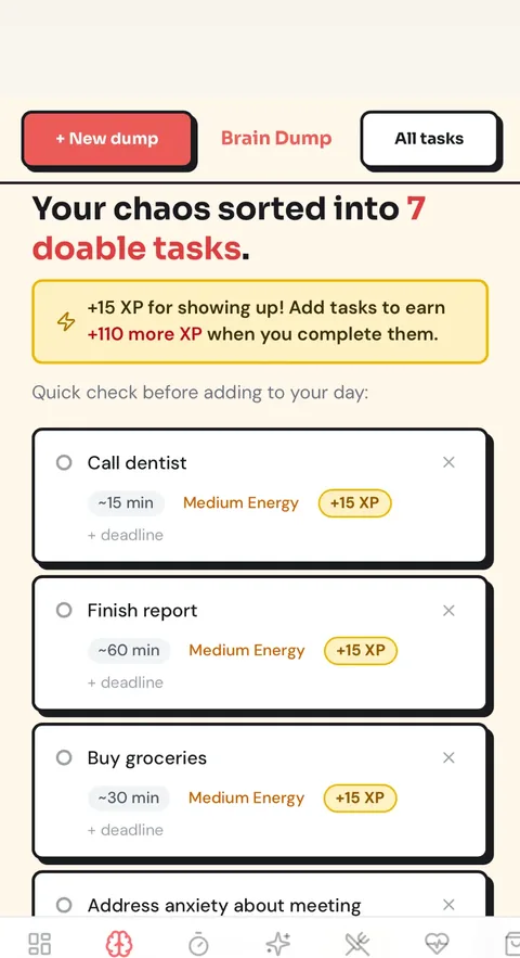 Task list — matched to your energy